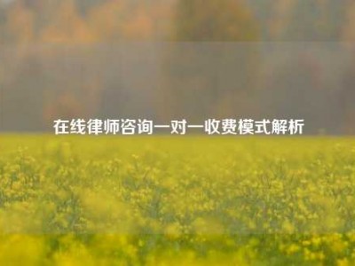 在线律师咨询一对一收费模式解析