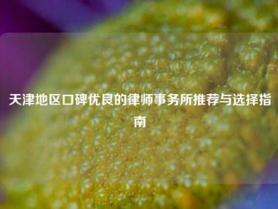 天津地区口碑优良的律师事务所推荐与选择指南