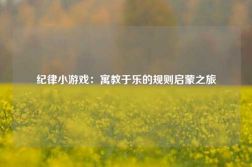 纪律小游戏:寓教于乐的规则启蒙之旅