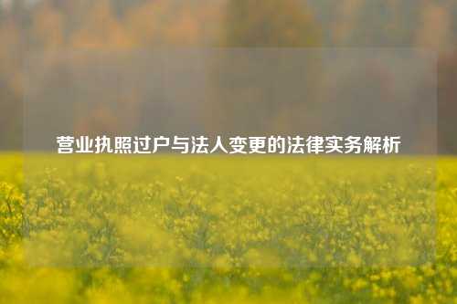 营业执照过户与法人变更的法律实务解析