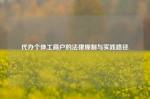 代办个体工商户的法律规制与实践路径