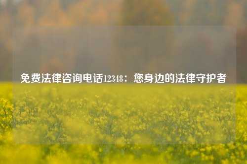 免费法律咨询电话12348：您身边的法律守护者