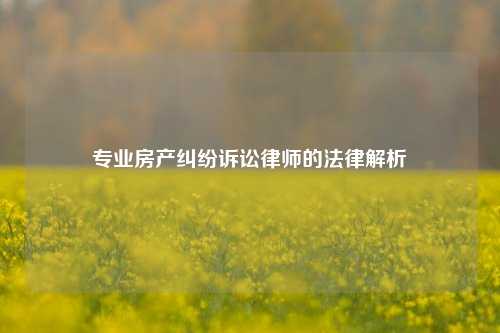 专业房产纠纷诉讼律师的法律解析