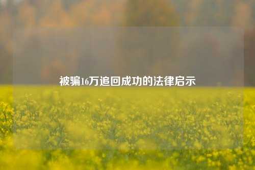 被骗16万追回成功的法律启示