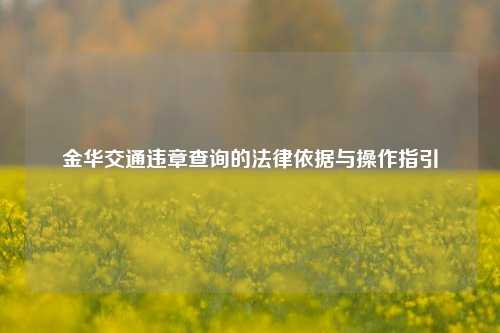 金华交通违章查询的法律依据与操作指引